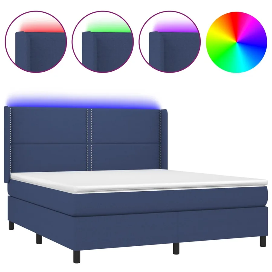 Sommier à lattes de lit matelas LED Bleu 180x200 cm Tissu - 2