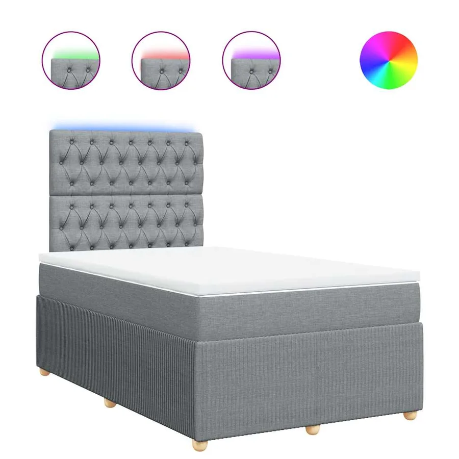 Sommier à lattes de lit avec matelas Gris clair 120x200cm Tissu - 2