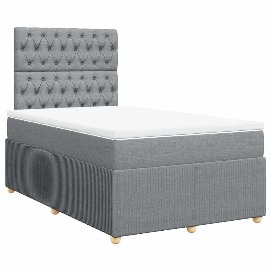Sommier à lattes de lit avec matelas Gris clair 120x200cm Tissu - 3