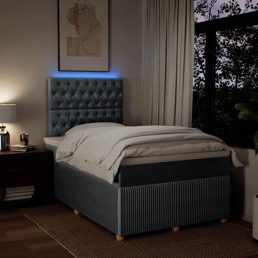 Sommier à lattes de lit avec matelas Gris clair 120x200cm Tissu - 5