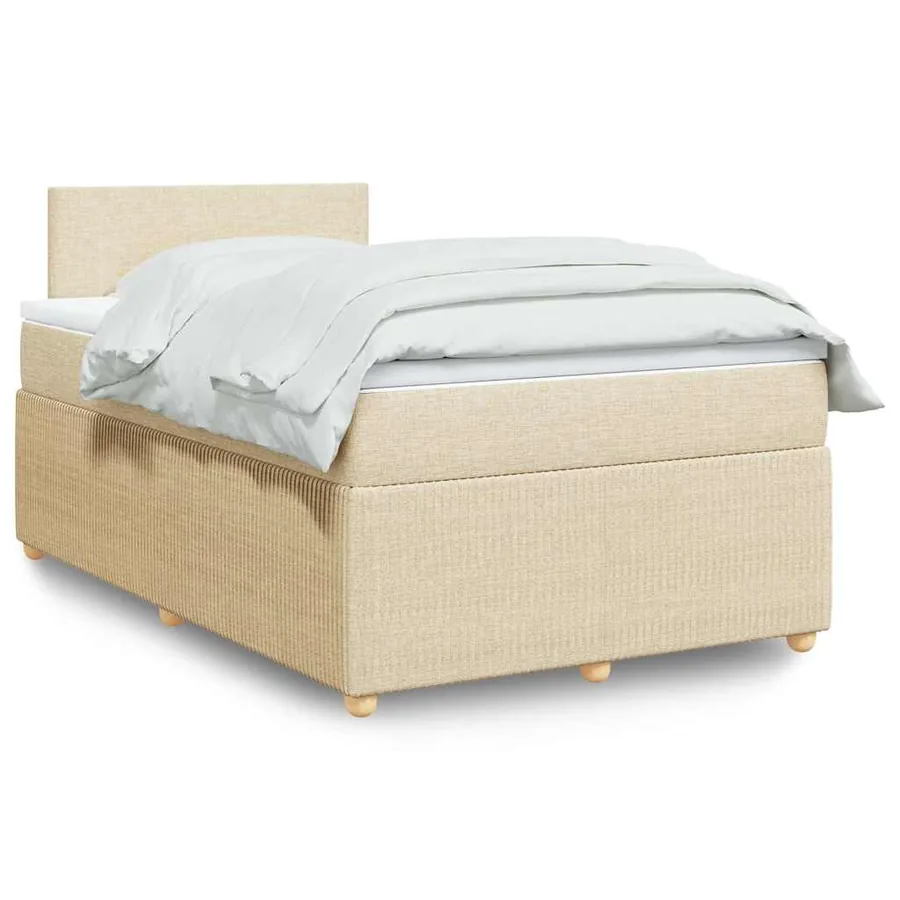 Sommier à lattes de lit avec matelas Crème 120x200 cm Tissu