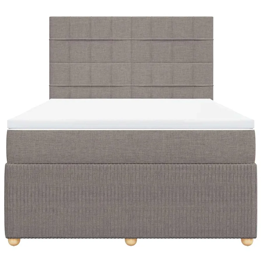 Sommier à lattes de lit avec matelas Taupe 140x190 cm Tissu - 4