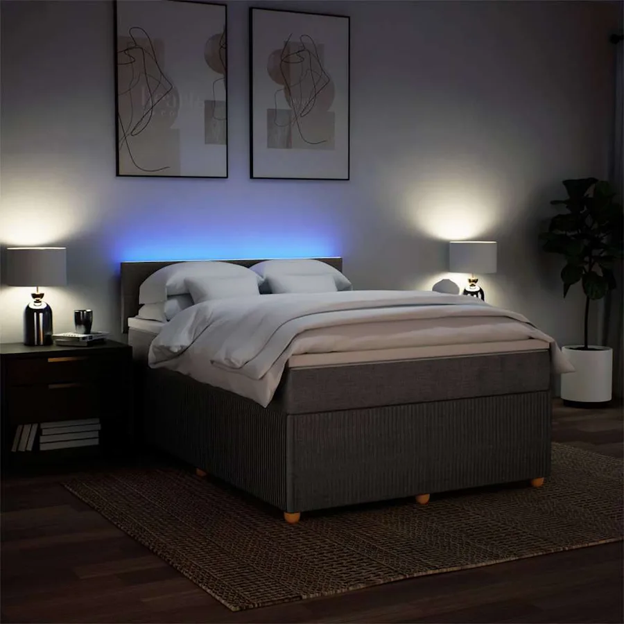 Sommier à lattes de lit avec matelas Taupe 140x190 cm Tissu - 5