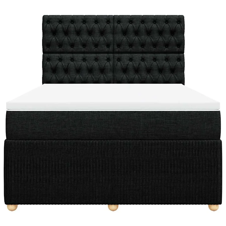 Sommier à lattes de lit avec matelas Noir 140x190 cm Tissu - 4