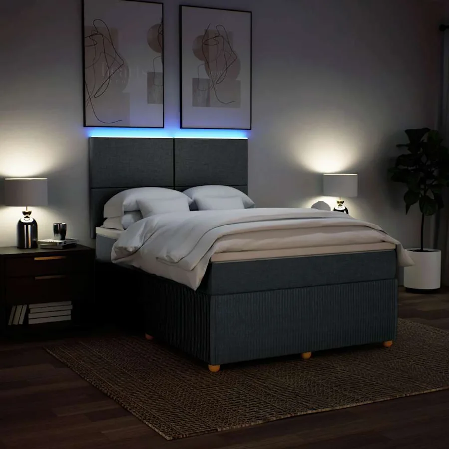 Sommier à lattes de lit avec matelas Gris foncé 140x190cm Tissu - 4