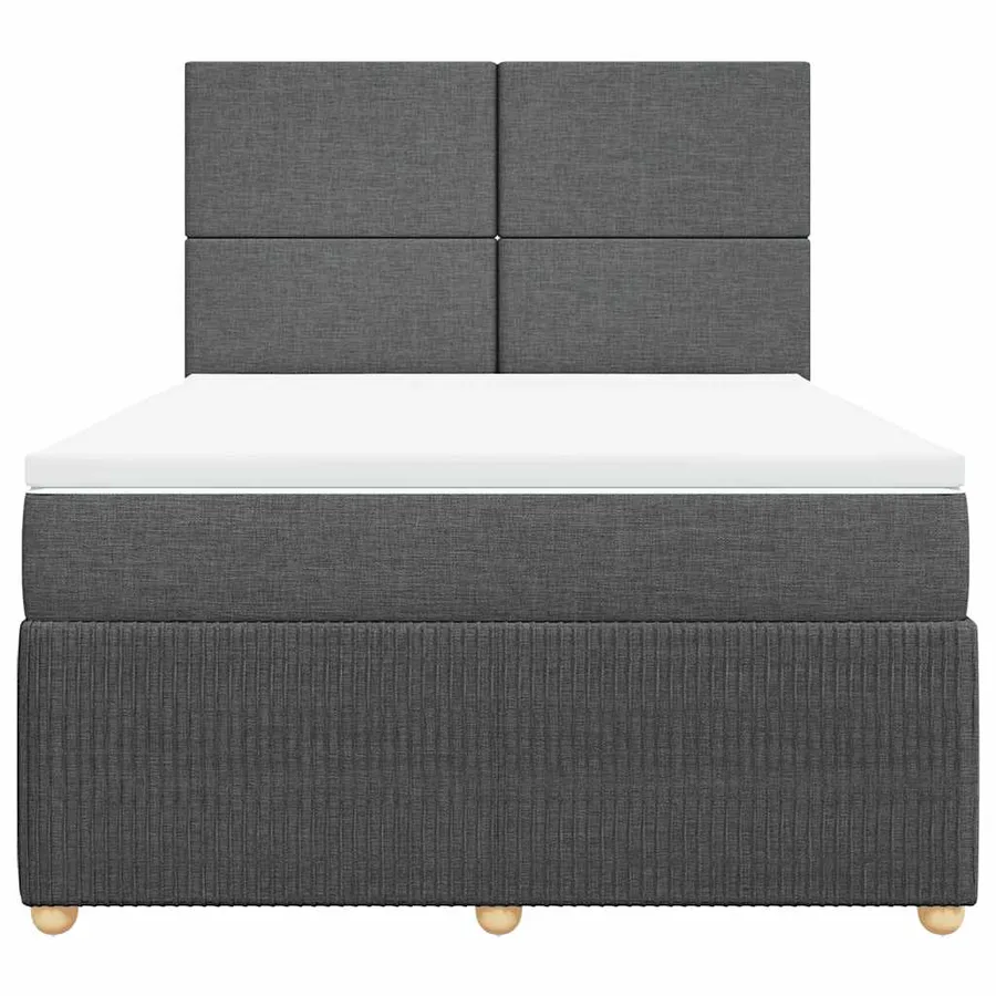 Sommier à lattes de lit avec matelas Gris foncé 140x190cm Tissu - 6