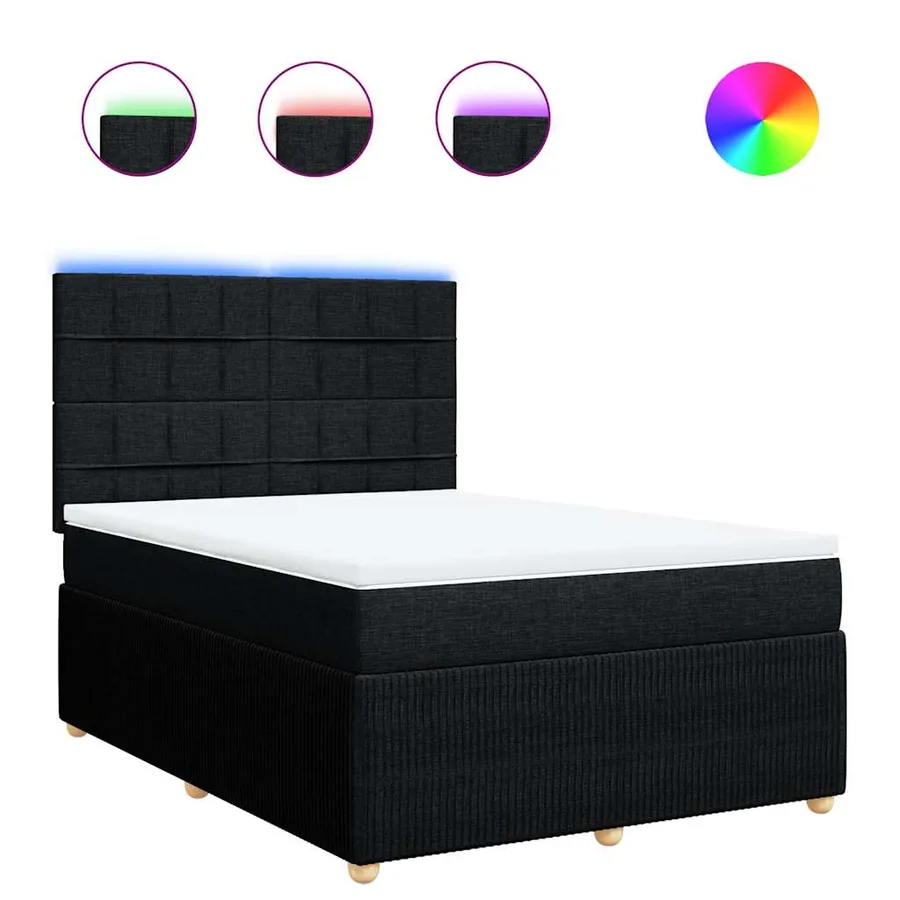 Sommier à lattes de lit avec matelas Noir 140x190 cm Tissu - 2