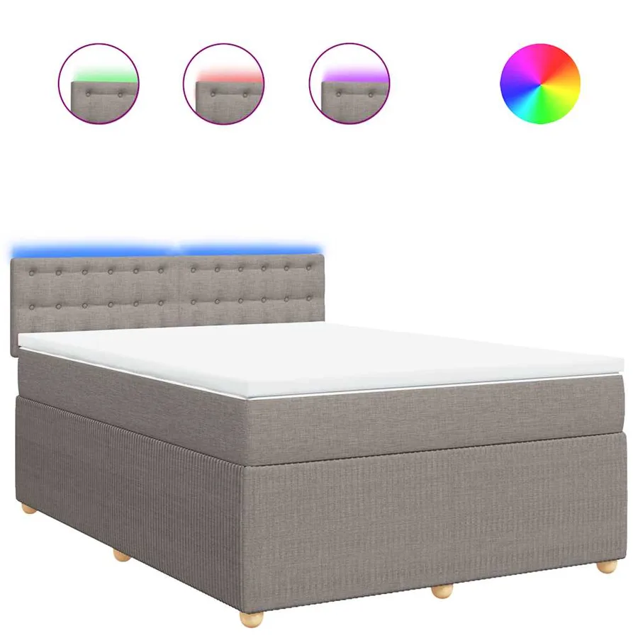 Sommier à lattes de lit avec matelas Taupe 140x190 cm Tissu - 2