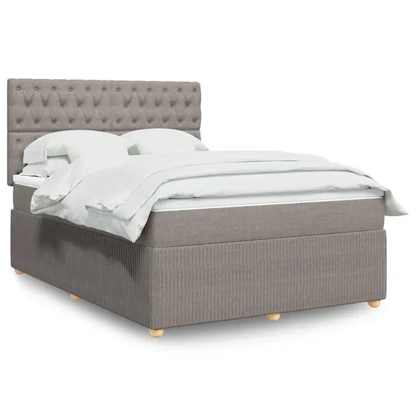 Sommier à lattes de lit avec matelas Taupe 140x190 cm Tissu