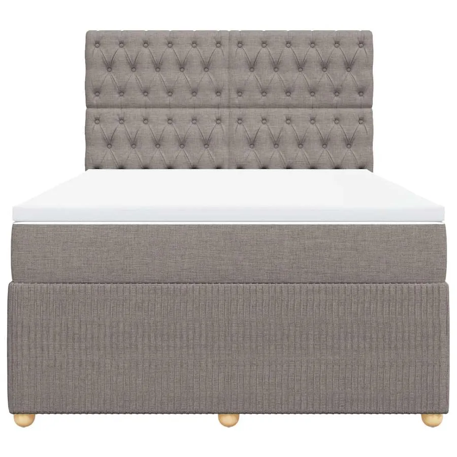 Sommier à lattes de lit avec matelas Taupe 140x190 cm Tissu - 4