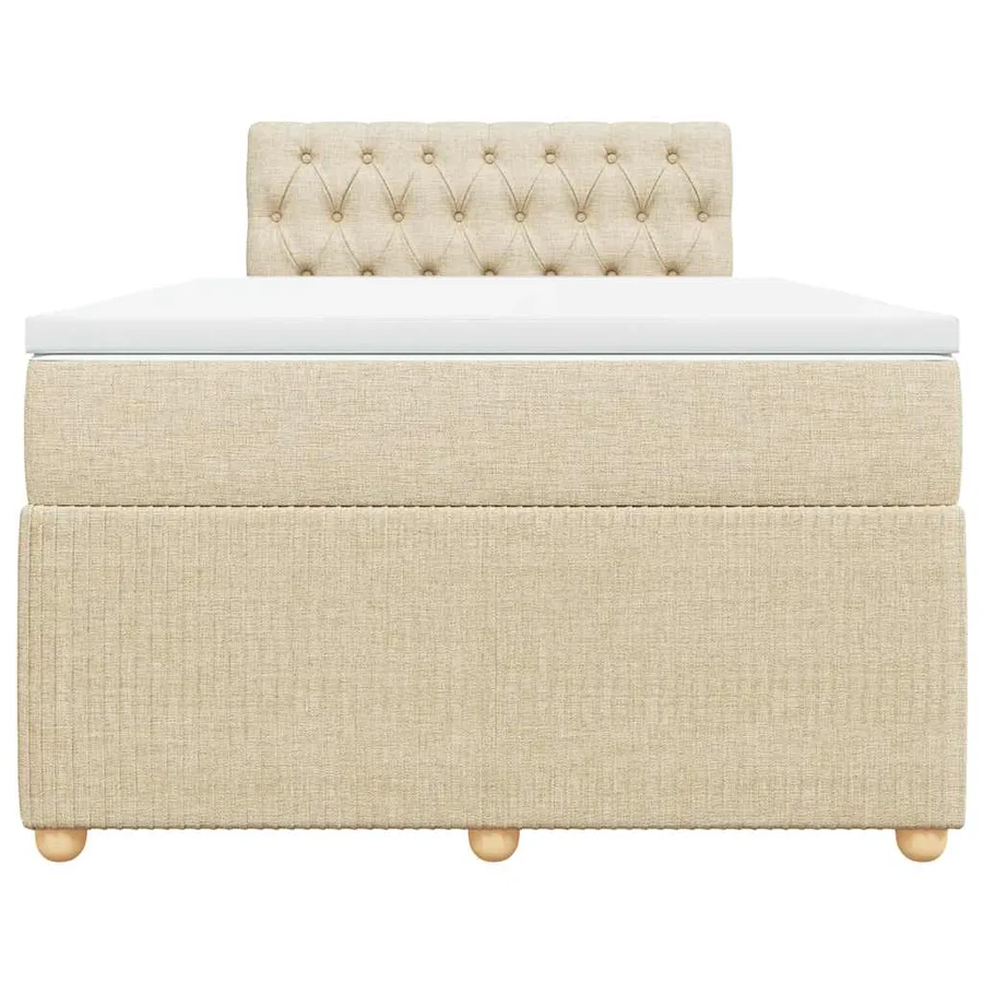 Sommier à lattes de lit avec matelas Crème 120x200 cm Tissu - 4
