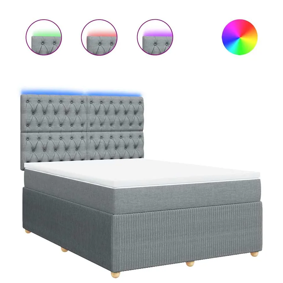 Sommier à lattes de lit avec matelas Gris clair 140x190cm Tissu - 2