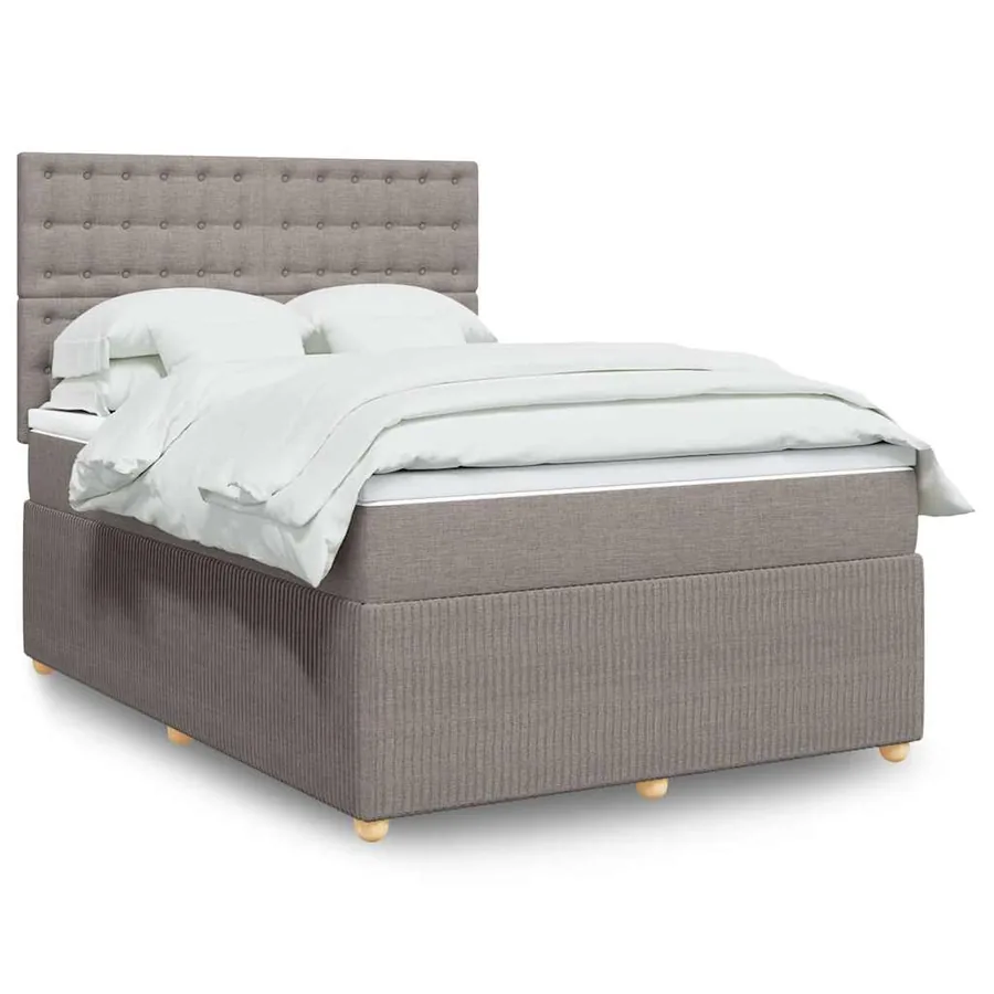 Sommier à lattes de lit avec matelas Taupe 140x190 cm Tissu