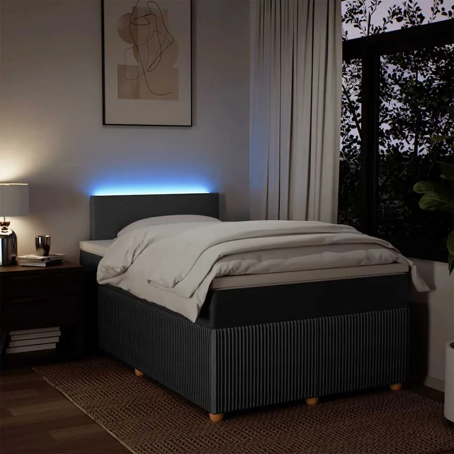 Sommier à lattes de lit avec matelas Gris foncé 120x200cm Tissu - 5