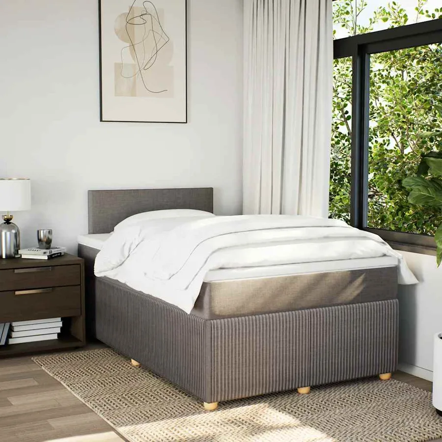 Sommier à lattes de lit avec matelas Taupe 120x200 cm Tissu - 4