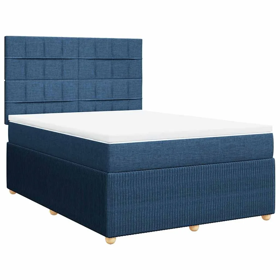 Sommier à lattes de lit avec matelas Bleu 140x190 cm Tissu - 2