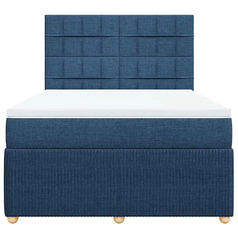 Sommier à lattes de lit avec matelas Bleu 140x190 cm Tissu - 4