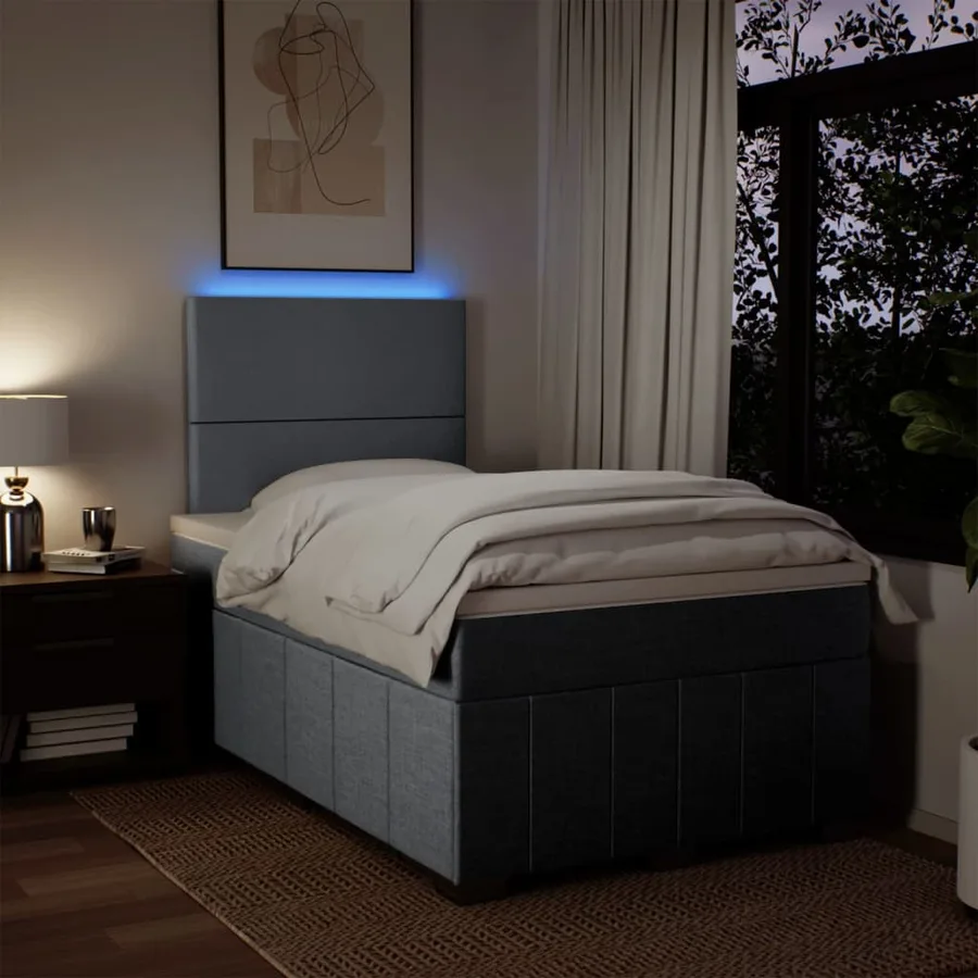 Sommier à lattes de lit avec matelas Gris clair 120x200cm Tissu - 4