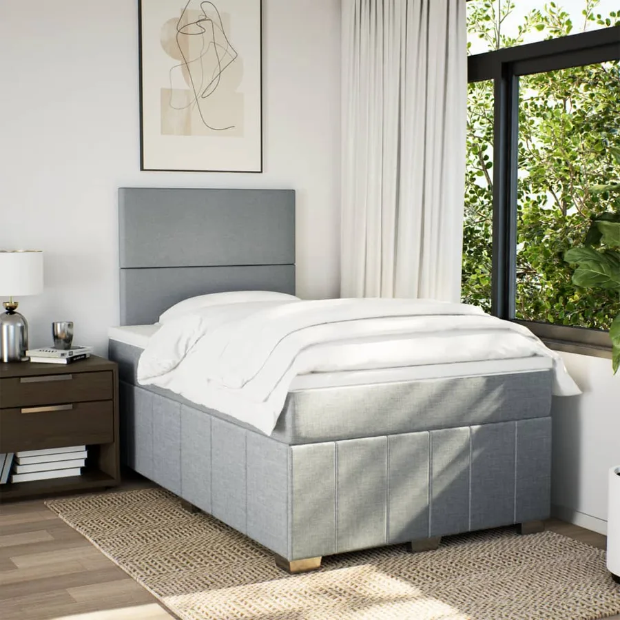 Sommier à lattes de lit avec matelas Gris clair 120x200cm Tissu - 5