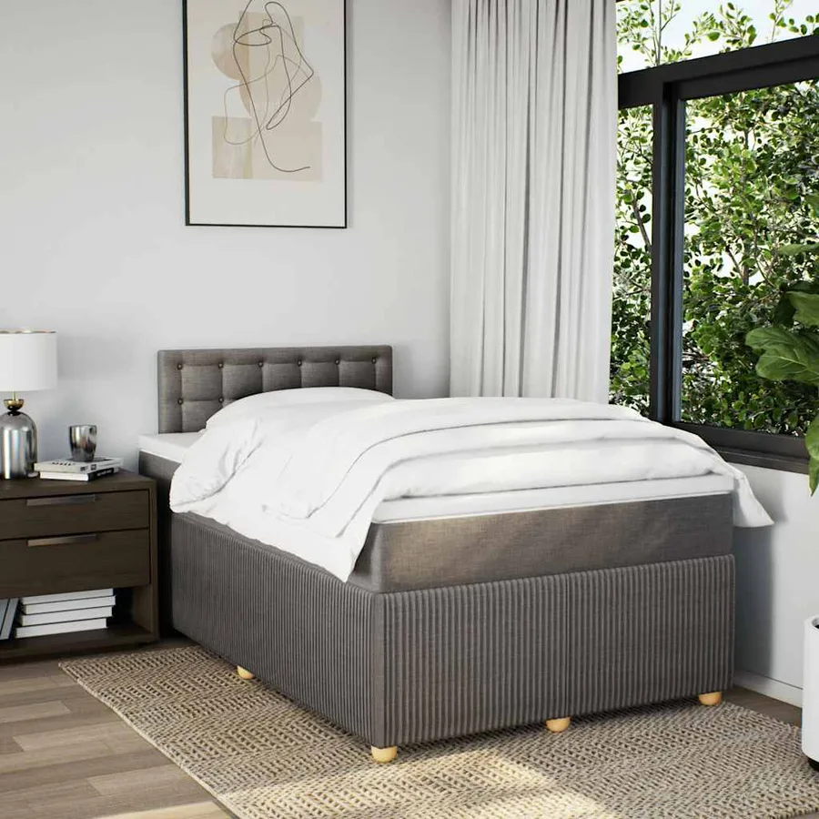 Sommier à lattes de lit avec matelas Taupe 120x200 cm Tissu - 4