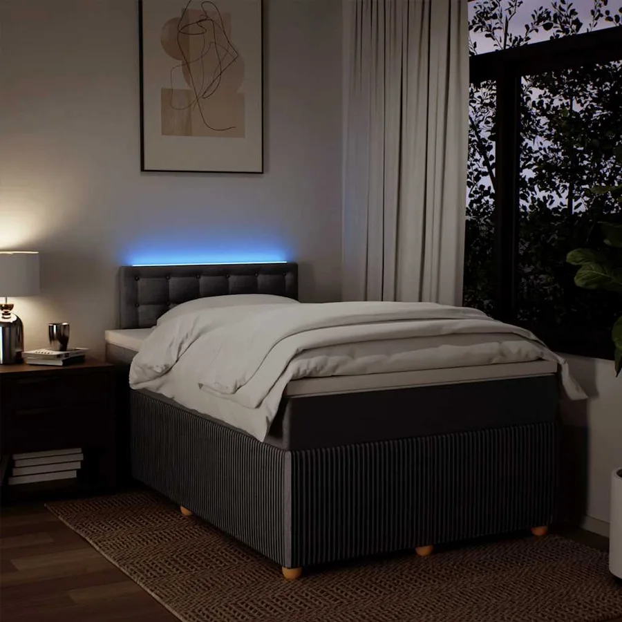 Sommier à lattes de lit avec matelas Taupe 120x200 cm Tissu - 5