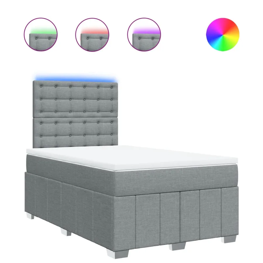 Sommier à lattes de lit avec matelas Gris clair 120x200cm Tissu - 2