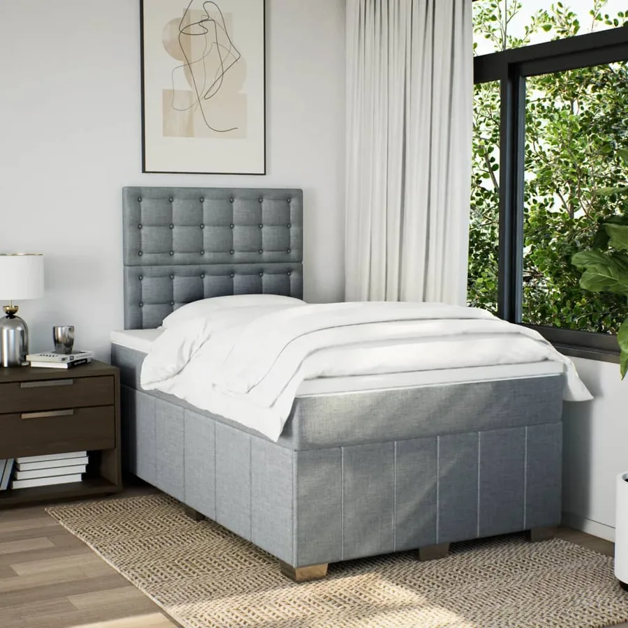 Sommier à lattes de lit avec matelas Gris clair 120x200cm Tissu - 5