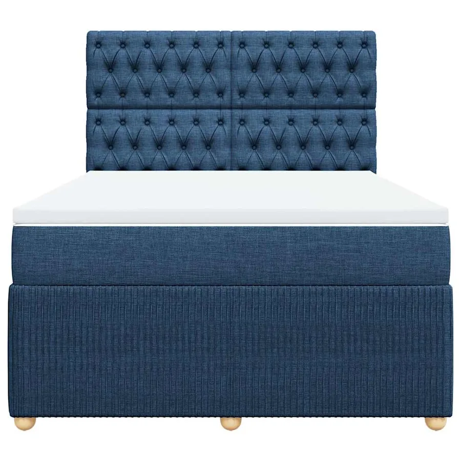 Sommier à lattes de lit avec matelas Bleu 140x190 cm Tissu - 6