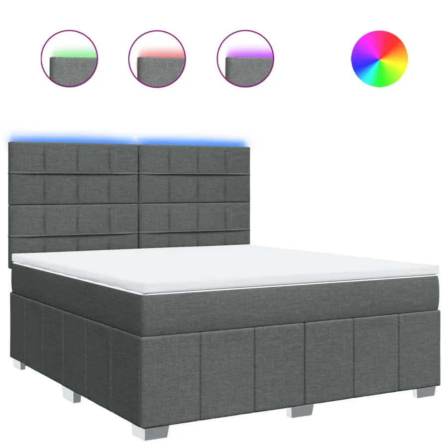Sommier à lattes de lit avec matelas Gris foncé 180x200cm Tissu - 2