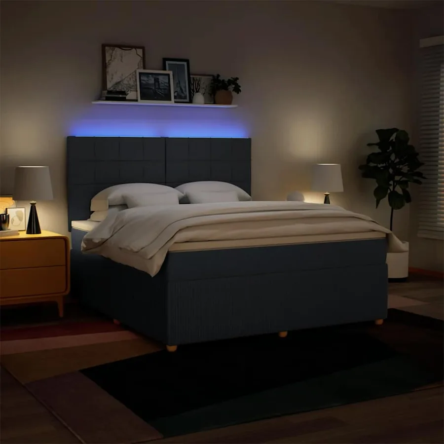 Sommier à lattes de lit avec matelas Bleu 180x200 cm Tissu - 4