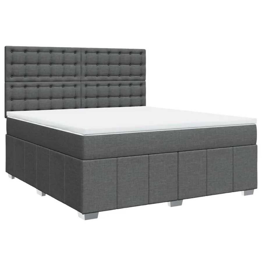Sommier à lattes de lit avec matelas Gris foncé 180x200cm Tissu - 3