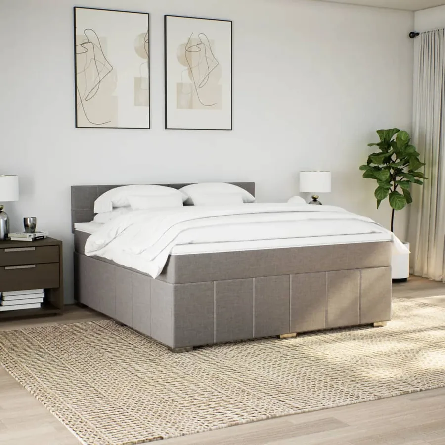 Sommier à lattes de lit avec matelas Taupe 180x200 cm Tissu - 4