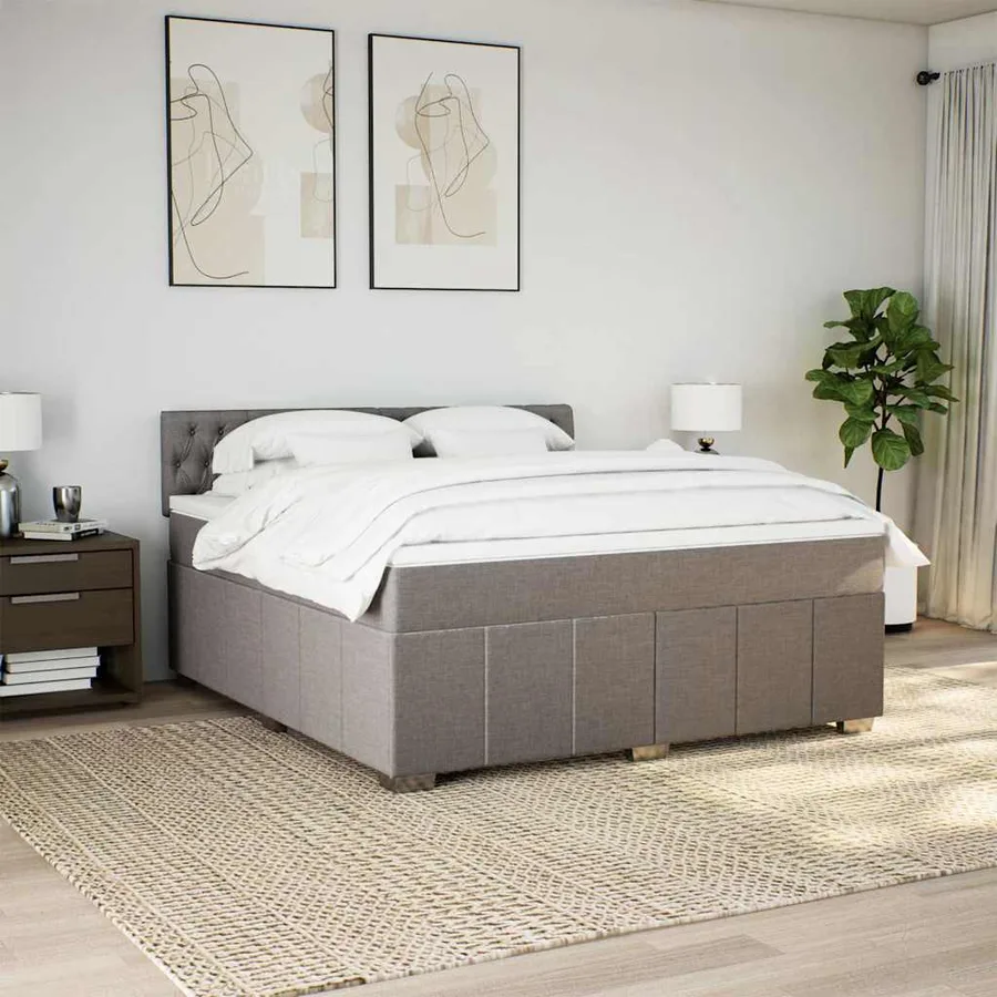 Sommier à lattes de lit avec matelas Taupe 180x200 cm Tissu - 4