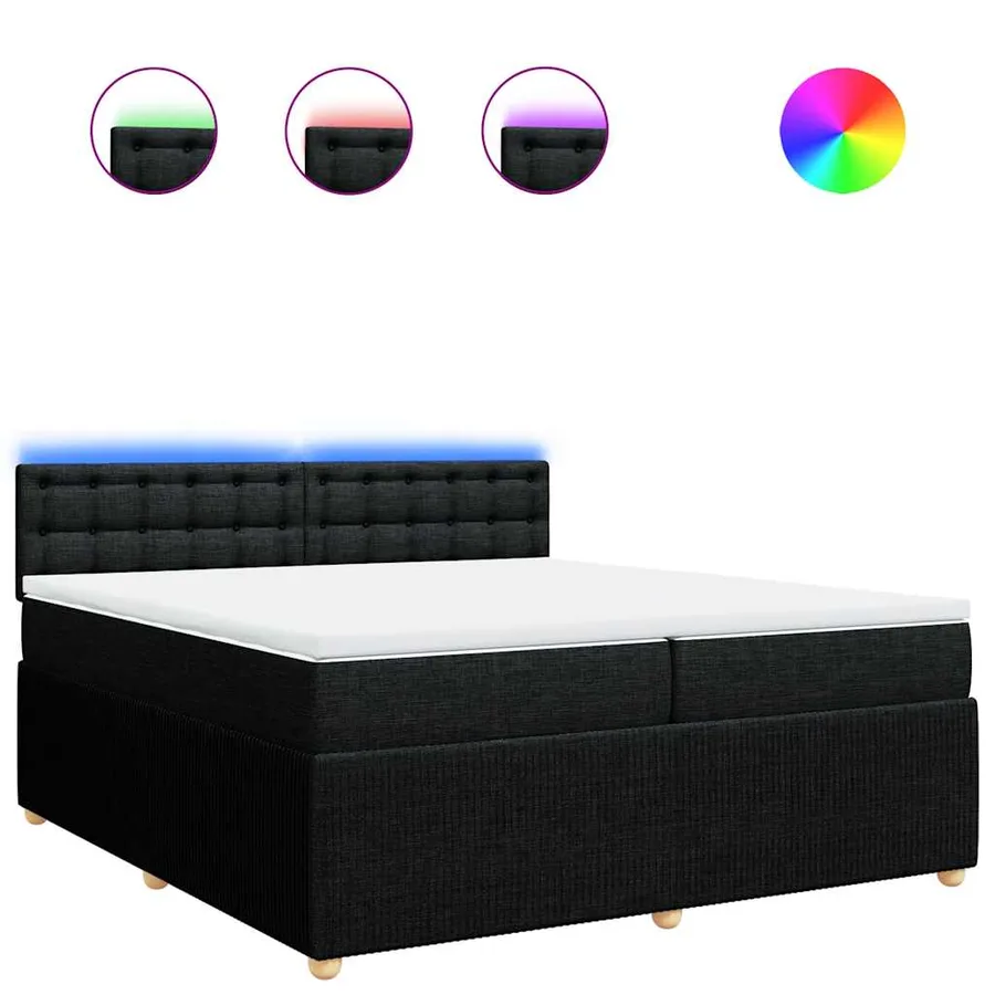 Sommier à lattes de lit avec matelas Noir 200x200 cm Tissu - 2