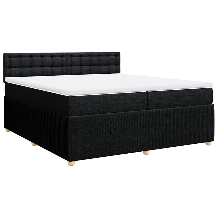 Sommier à lattes de lit avec matelas Noir 200x200 cm Tissu - 3