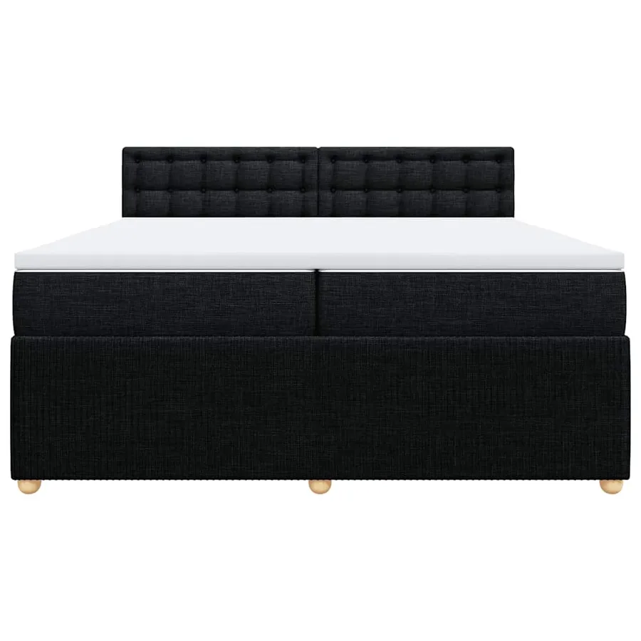 Sommier à lattes de lit avec matelas Noir 200x200 cm Tissu - 6