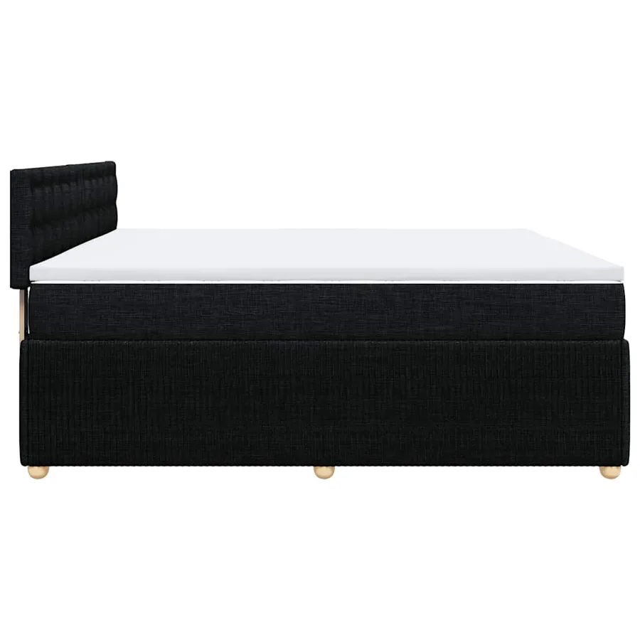 Sommier à lattes de lit avec matelas Noir 200x200 cm Tissu - 7