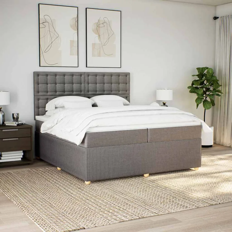 Sommier à lattes de lit avec matelas Taupe 200x200 cm Tissu