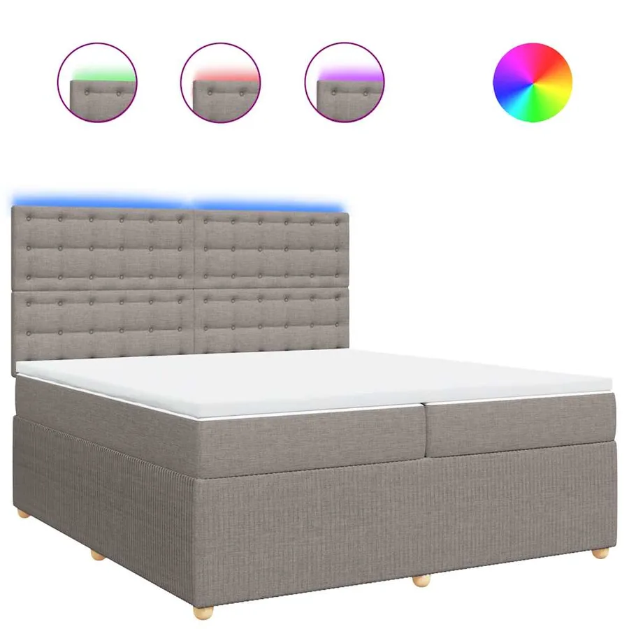 Sommier à lattes de lit avec matelas Taupe 200x200 cm Tissu - 2