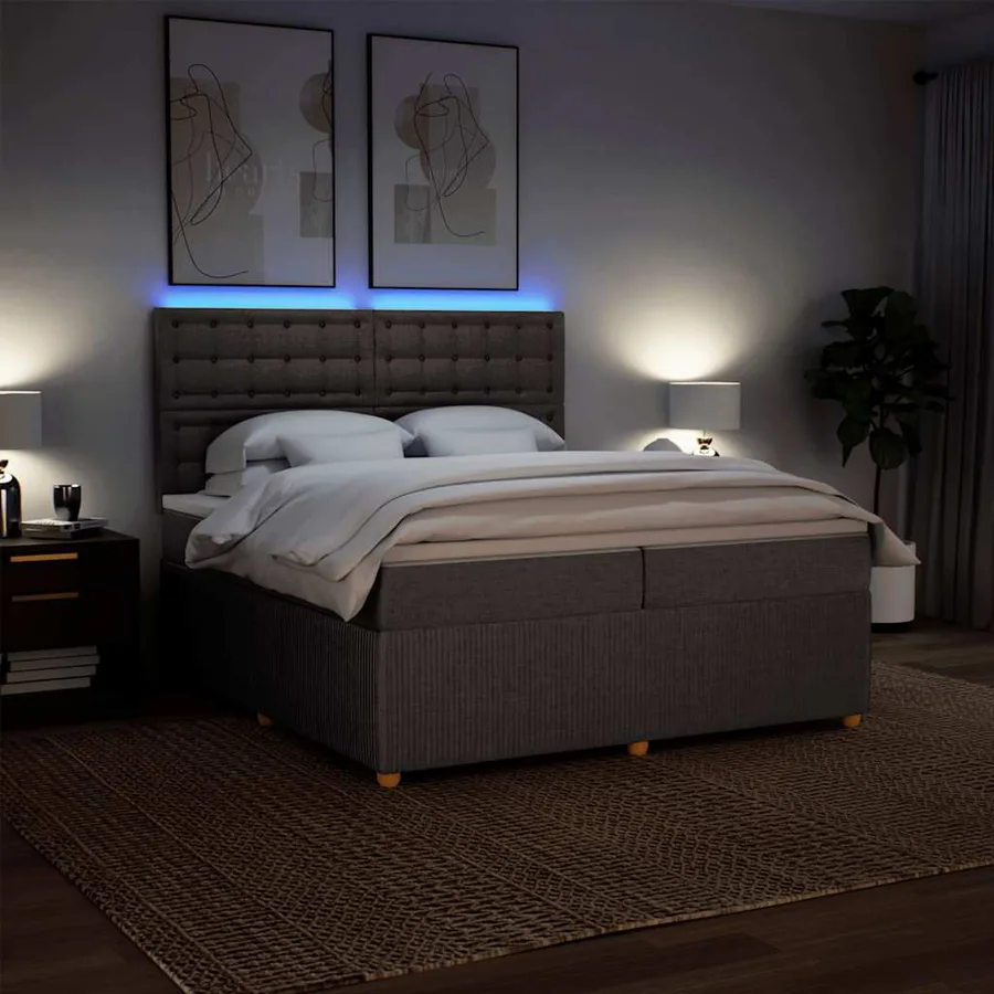 Sommier à lattes de lit avec matelas Taupe 200x200 cm Tissu - 4
