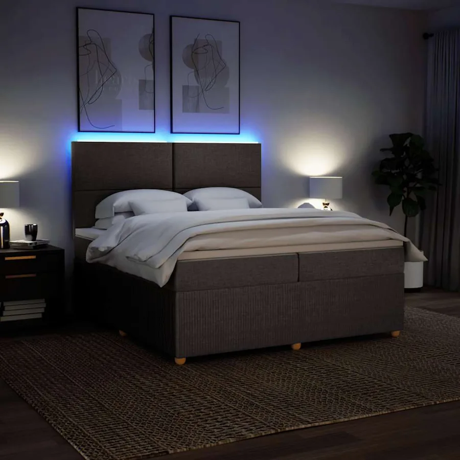 Sommier à lattes de lit avec matelas Taupe 200x200 cm Tissu - 4