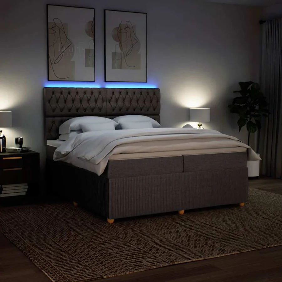 Sommier à lattes de lit avec matelas Taupe 200x200 cm Tissu - 4