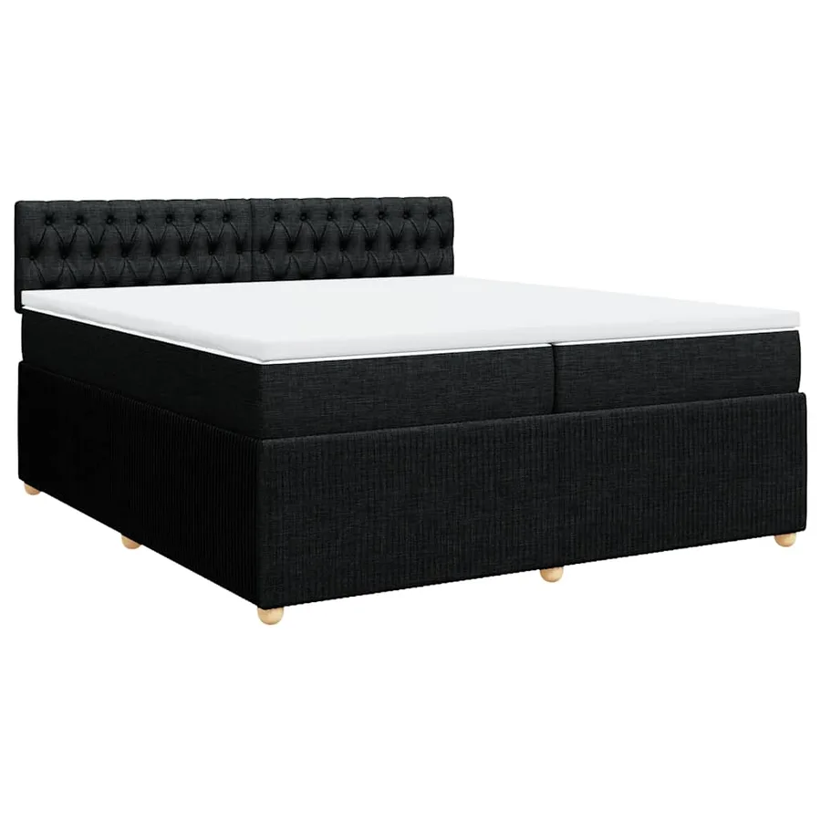 Sommier à lattes de lit avec matelas Noir 200x200 cm Tissu - 2