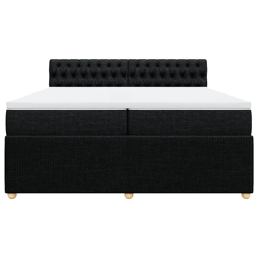 Sommier à lattes de lit avec matelas Noir 200x200 cm Tissu - 4