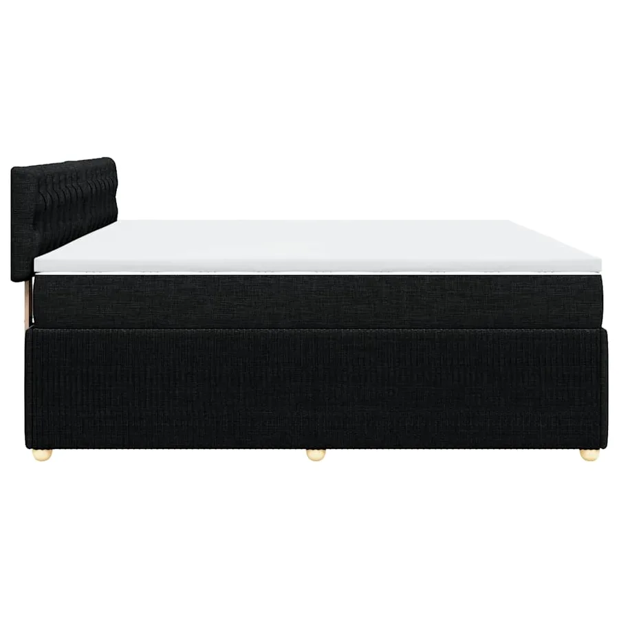 Sommier à lattes de lit avec matelas Noir 200x200 cm Tissu - 5
