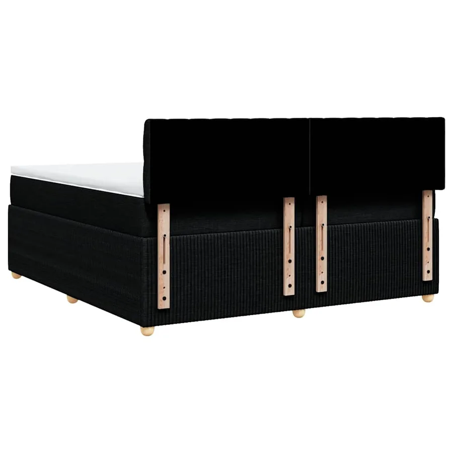 Sommier à lattes de lit avec matelas Noir 200x200 cm Tissu - 6