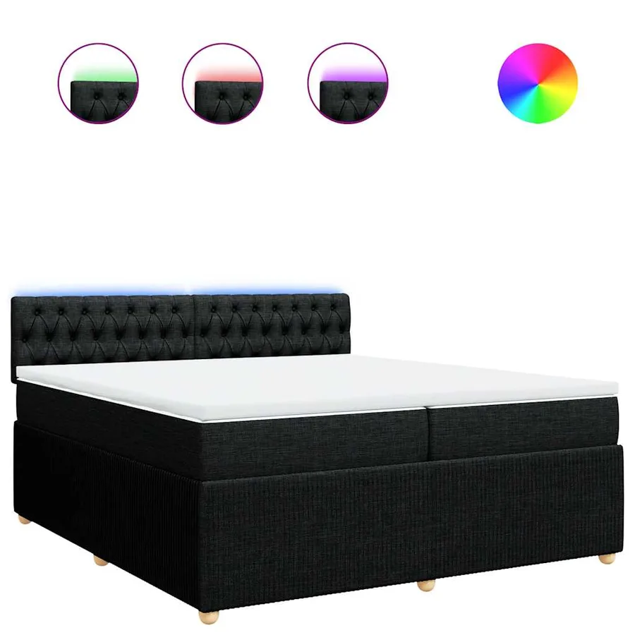Sommier à lattes de lit avec matelas Noir 200x200 cm Tissu - 2
