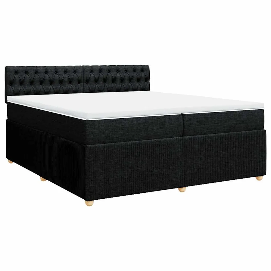 Sommier à lattes de lit avec matelas Noir 200x200 cm Tissu - 3