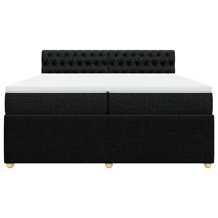 Sommier à lattes de lit avec matelas Noir 200x200 cm Tissu - 6