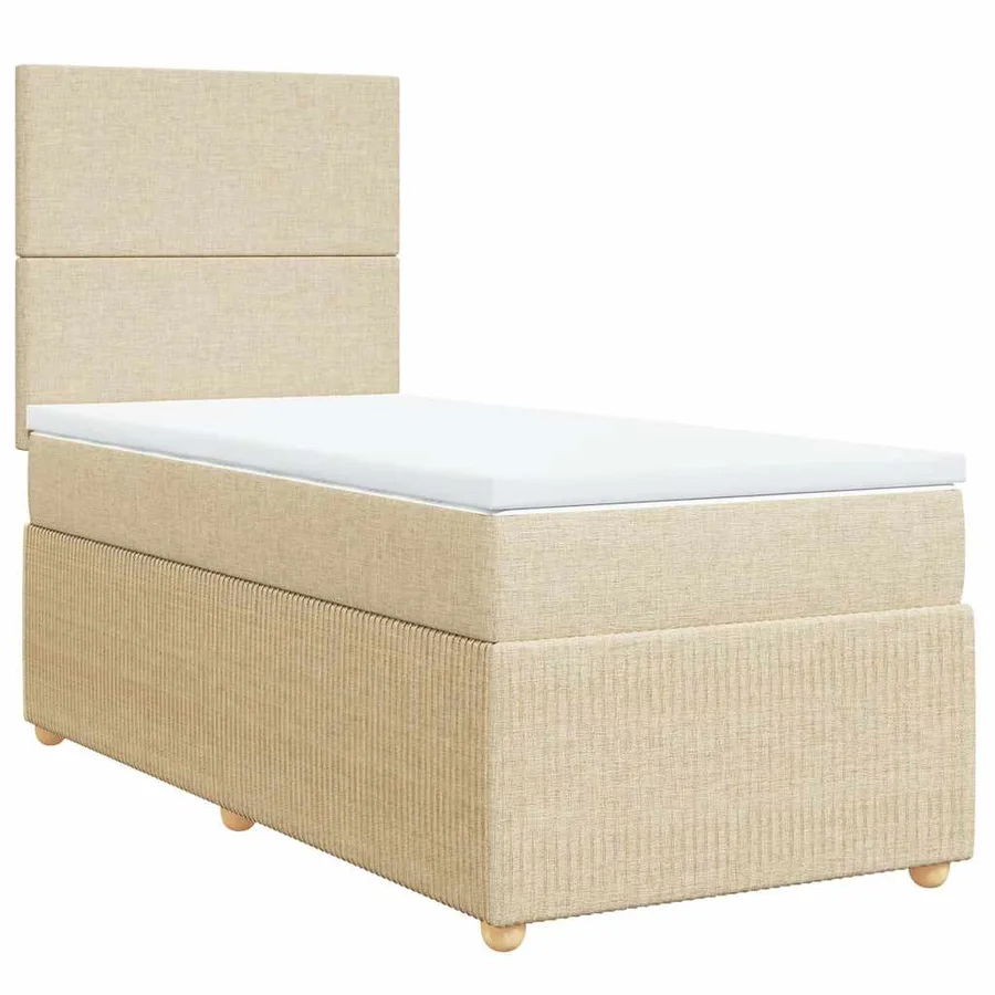 Sommier à lattes de lit avec matelas Crème 90x200 cm Tissu - 3